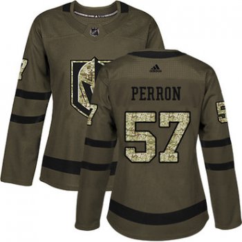 Adidas Vegas Golden Knights #57 David Perron Green Salute to Service Women's Stitched NHL Jersey