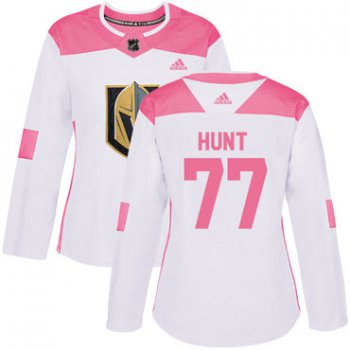 Adidas Vegas Golden Knights #77 Brad Hunt White Pink Authentic Fashion Women's Stitched NHL Jersey