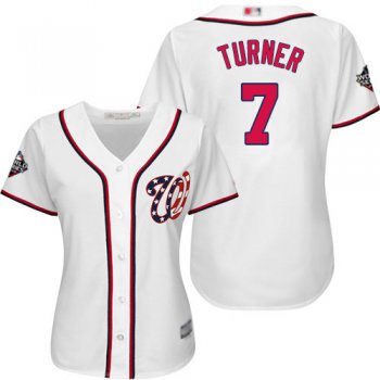 Nationals #7 Trea Turner White Home 2019 World Series Bound Women's Stitched Baseball Jersey