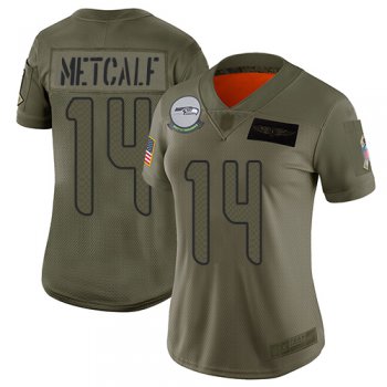 Nike Seahawks #14 D.K. Metcalf Camo Women's Stitched NFL Limited 2019 Salute to Service Jersey