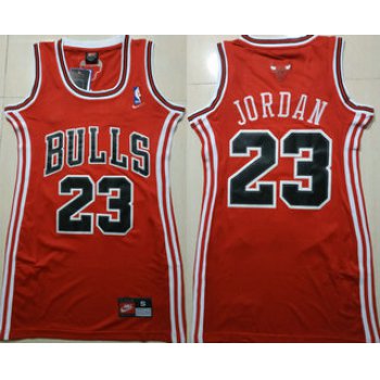Women's Chicago Bulls #23 Michael Jordan Red Dress Jersey