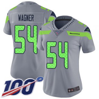 Seahawks #54 Bobby Wagner Gray Women's Stitched Football Limited Inverted Legend 100th Season Jersey