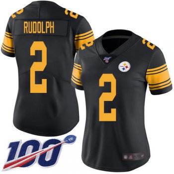 Steelers #2 Mason Rudolph Black Women's Stitched Football Limited Rush 100th Season Jersey