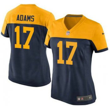 Women's Green Bay Packers #17 Davante Adams Navy Blue With Gold NFL Nike Game Jersey