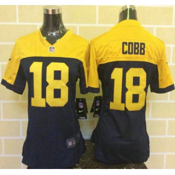 Women's Green Bay Packers #18 Randall Cobb Navy Blue With Gold NFL Nike Game Jersey