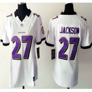 Women's Baltimore Ravens #27 Asa Jackson White Road NFL Nike Game Jersey