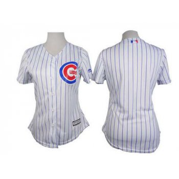 Women's Chicago Cubs Blank White With Blue Pinstripe Jersey