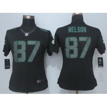 Women's Green Bay Packers #87 Jordy Nelson Nike Black Impact Limited Jersey