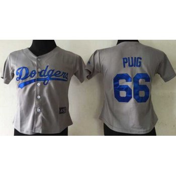 Women's Los Angeles Dodgers #66 Yasiel Puig 2014 Gray Jersey