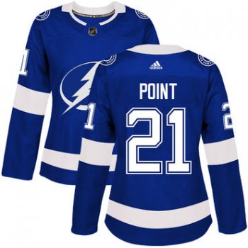 Adidas Tampa Bay Lightning #21 Brayden Point Blue Home Authentic Women's Stitched NHL Jersey