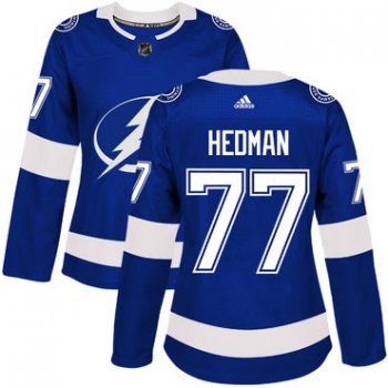 Adidas Tampa Bay Lightning #77 Victor Hedman Blue Home Authentic Women's Stitched NHL Jersey