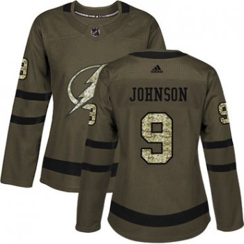 Adidas Tampa Bay Lightning #9 Tyler Johnson Green Salute to Service Women's Stitched NHL Jersey