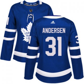 Adidas Toronto Maple Leafs #31 Frederik Andersen Blue Home Authentic Women's Stitched NHL Jersey