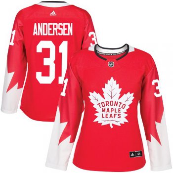 Adidas Toronto Maple Leafs #31 Frederik Andersen Red Team Canada Authentic Women's Stitched NHL Jersey