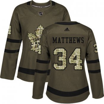 Adidas Toronto Maple Leafs #34 Auston Matthews Green Salute to Service Women's Stitched NHL Jersey
