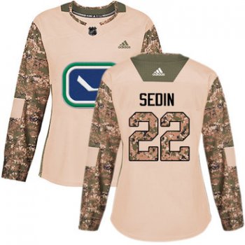 Adidas Vancouver Canucks #22 Daniel Sedin Camo Authentic 2017 Veterans Day Women's Stitched NHL Jersey