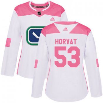 Adidas Vancouver Canucks #53 Bo Horvat White Pink Authentic Fashion Women's Stitched NHL Jersey