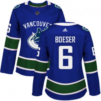 Adidas Vancouver Canucks #6 Brock Boeser Blue Home Authentic Women's Stitched NHL Jersey