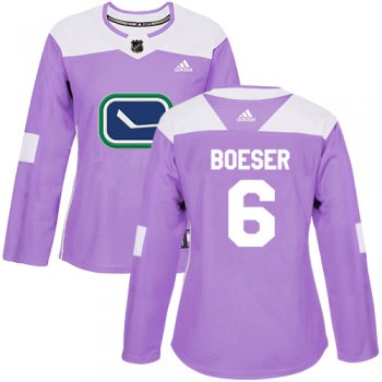 Adidas Vancouver Canucks #6 Brock Boeser Purple Authentic Fights Cancer Women's Stitched NHL Jersey