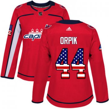 Adidas Washington Capitals #44 Brooks Orpik Red Home Authentic USA Flag Women's Stitched NHL Jersey