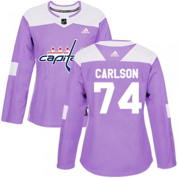 Adidas Washington Capitals #74 John Carlson Purple Authentic Fights Cancer Women's Stitched NHL Jersey