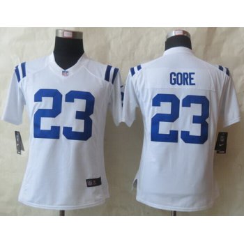 Nike Indianapolis Colts #23 Frank Gore White Limited Womens Jersey