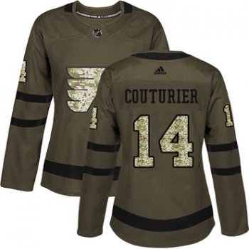 Adidas Philadelphia Flyers #14 Sean Couturier Green Salute to Service Women's Stitched NHL Jersey