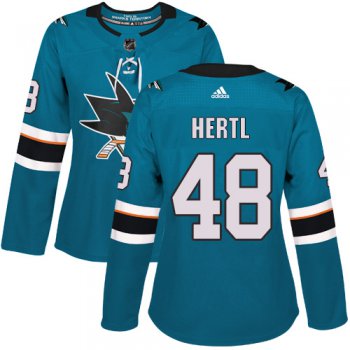 Adidas San Jose Sharks #48 Tomas Hertl Teal Home Authentic Women's Stitched NHL Jersey