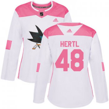 Adidas San Jose Sharks #48 Tomas Hertl White Pink Authentic Fashion Women's Stitched NHL Jersey