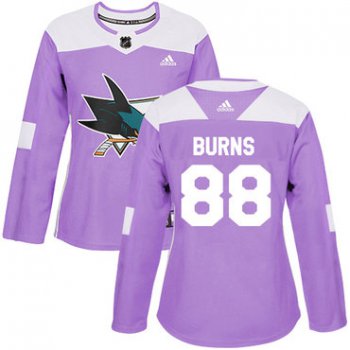 Adidas San Jose Sharks #88 Brent Burns Purple Authentic Fights Cancer Women's Stitched NHL Jersey