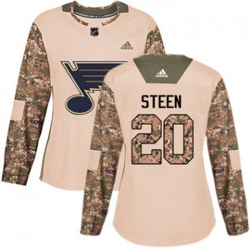 Adidas St.Louis Blues #20 Alexander Steen Camo Authentic 2017 Veterans Day Women's Stitched NHL Jersey