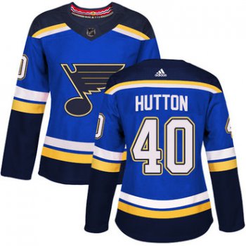 Adidas St.Louis Blues #40 Carter Hutton Blue Home Authentic Women's Stitched NHL Jersey