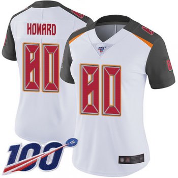 Buccaneers #80 O. J. Howard White Women's Stitched Football 100th Season Vapor Limited Jersey