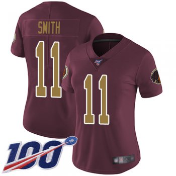 Redskins #11 Alex Smith Burgundy Red Alternate Women's Stitched Football 100th Season Vapor Limited Jersey