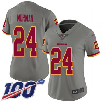 Redskins #24 Josh Norman Gray Women's Stitched Football Limited Inverted Legend 100th Season Jersey
