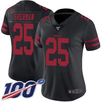 Nike 49ers #25 Richard Sherman Black Alternate Women's Stitched NFL 100th Season Vapor Limited Jersey