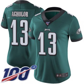 Nike Eagles #13 Nelson Agholor Midnight Green Team Color Women's Stitched NFL 100th Season Vapor Limited Jersey