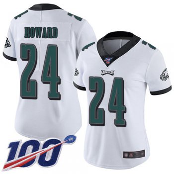 Nike Eagles #24 Jordan Howard White Women's Stitched NFL 100th Season Vapor Limited Jersey