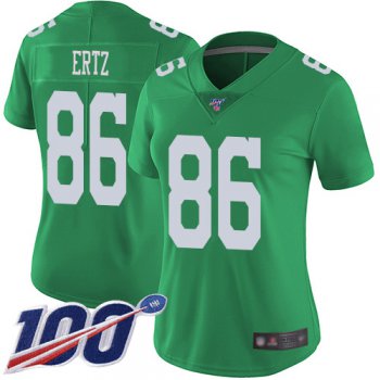 Nike Eagles #86 Zach Ertz Green Women's Stitched NFL Limited Rush 100th Season Jersey