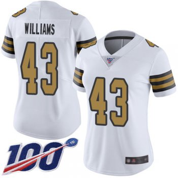 Nike Saints #43 Marcus Williams White Women's Stitched NFL Limited Rush 100th Season Jersey