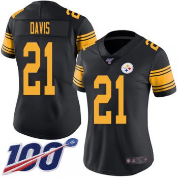 Nike Steelers #21 Sean Davis Black Women's Stitched NFL Limited Rush 100th Season Jersey