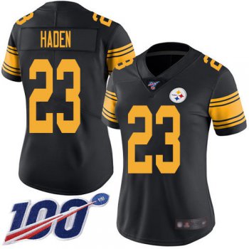 Nike Steelers #23 Joe Haden Black Women's Stitched NFL Limited Rush 100th Season Jersey
