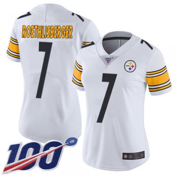Nike Steelers #7 Ben Roethlisberger White Women's Stitched NFL 100th Season Vapor Limited Jersey