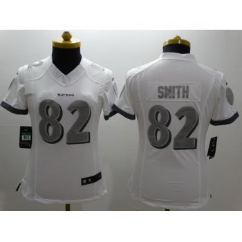 Nike Baltimore Ravens #82 Torrey Smith Platinum White Limited Womens Jersey