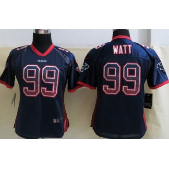 Nike Houston Texans #99 J.J. Watt Drift Fashion Blue Womens Jersey