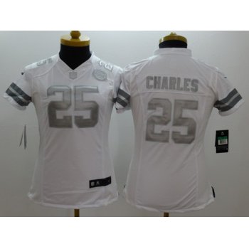 Nike Kansas City Chiefs #25 Jamaal Charles Platinum White Limited Womens Jersey