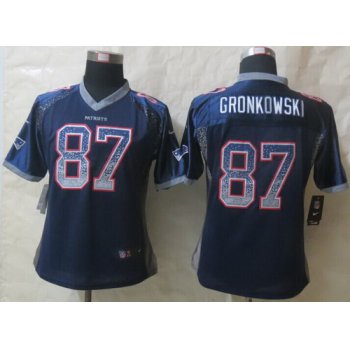 Nike New England Patriots #87 Rob Gronkowski Drift Fashion Blue Womens Jersey