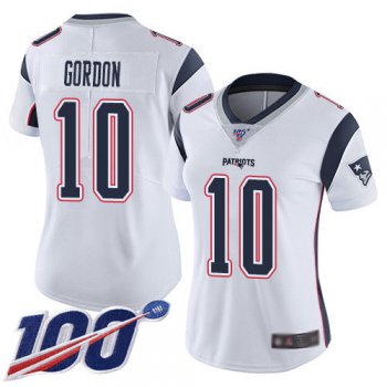 Nike Patriots #10 Josh Gordon White Women's Stitched NFL 100th Season Vapor Limited Jersey