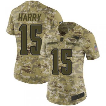 Nike Patriots #15 N'Keal Harry Camo Women's Stitched NFL Limited 2018 Salute to Service Jersey
