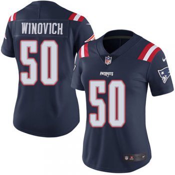 Nike Patriots #50 Chase Winovich Navy Blue Women's Stitched NFL Limited Rush Jersey
